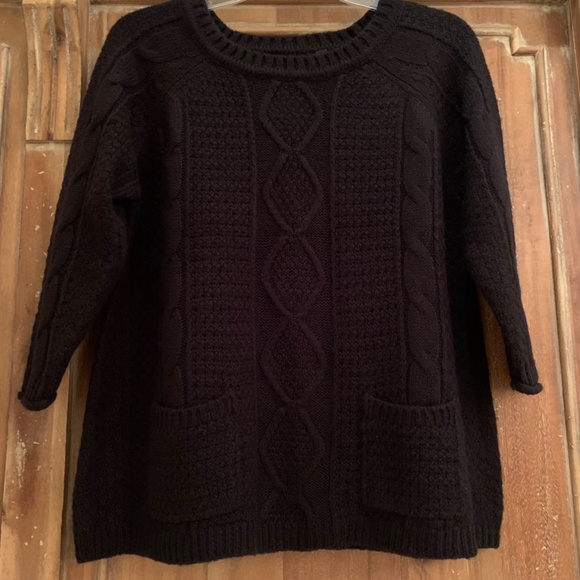 Dex Clothing 3/4 Sleeve Black Cable Sweater Size Medium - Picture 5 of 11